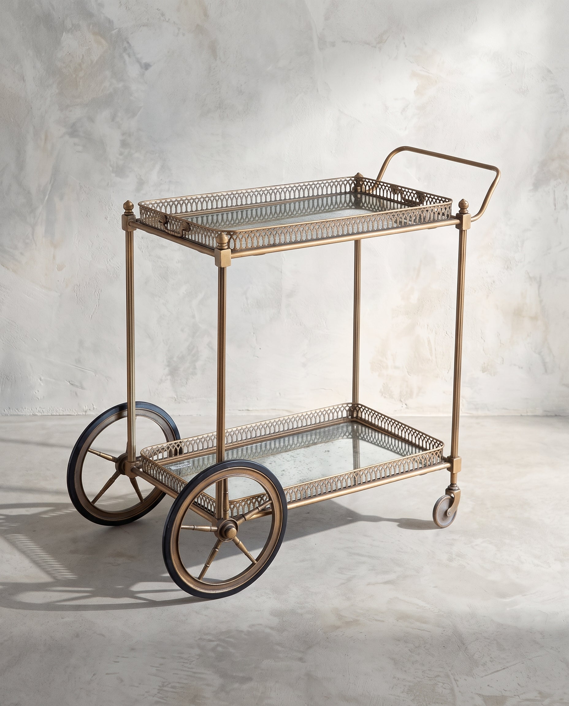 Vintage Gold Mirror Bar Cart