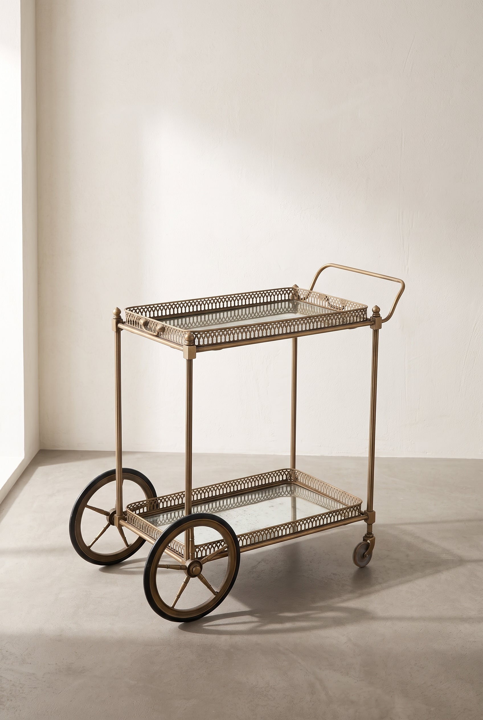 Vintage Gold Mirror Bar Cart