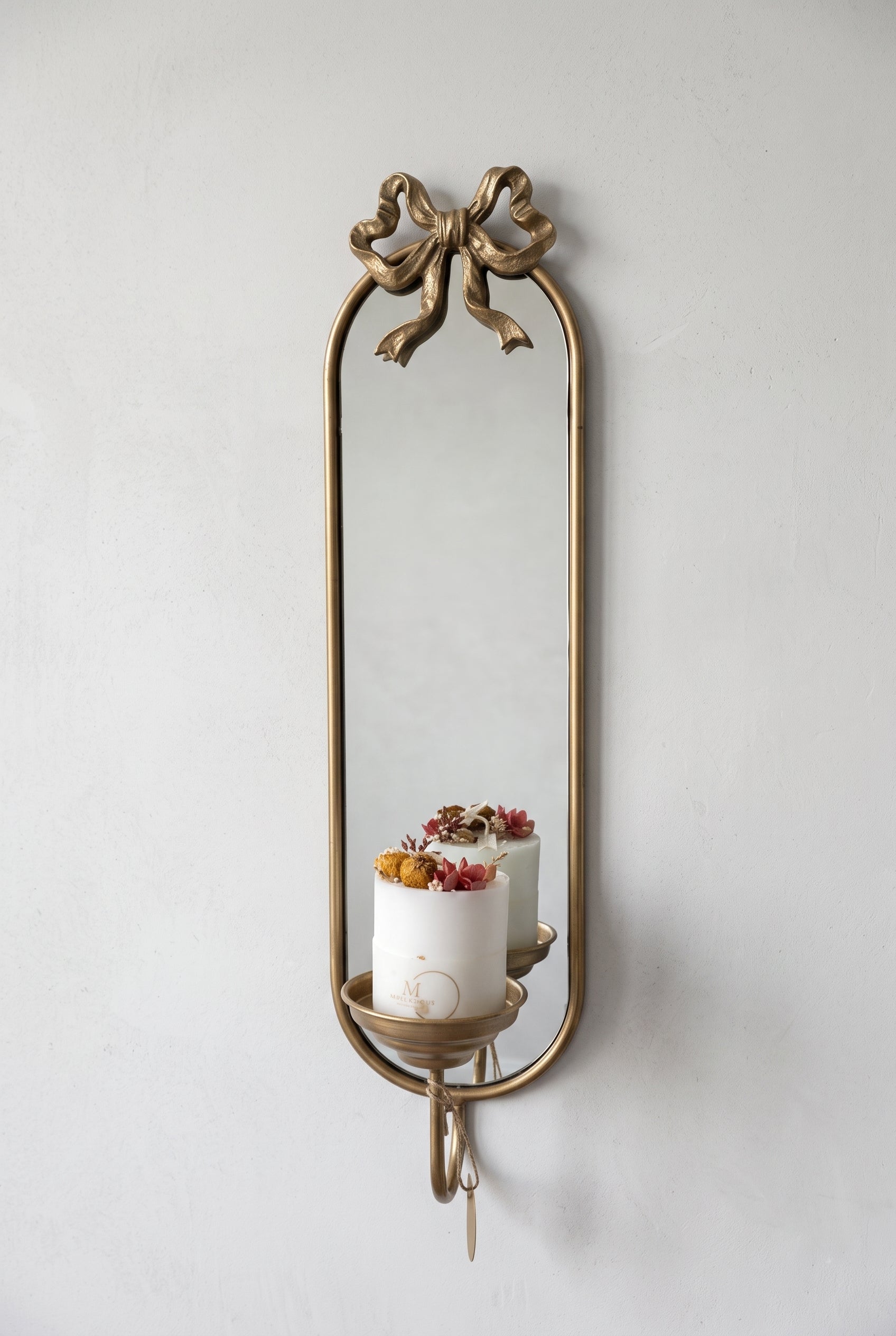 Vintage Gold Bow Wall Mirror Sconce