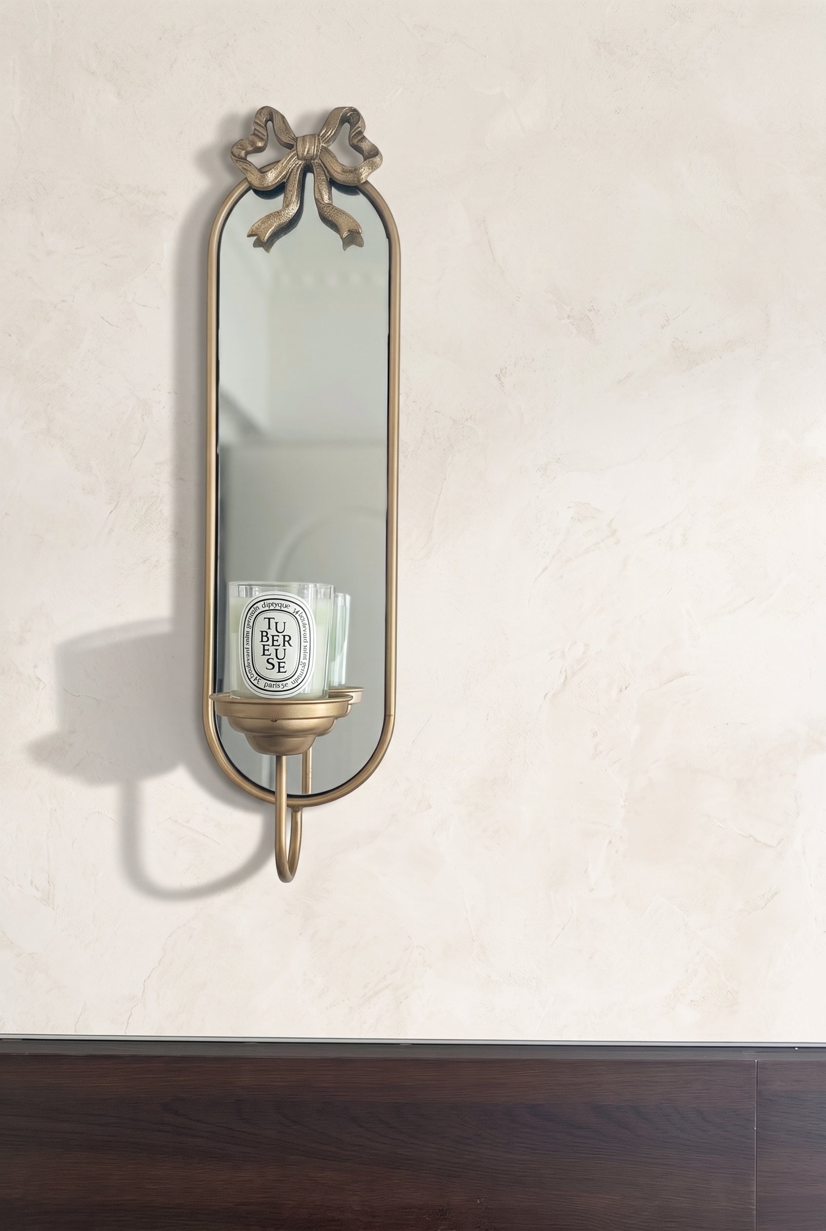 Vintage Gold Bow Wall Mirror Sconce