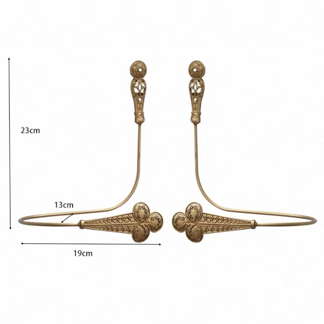 French Antique Ornate Gold Curtain Tiebacks - Victorian Style Gilded Drapery Holdbacks (Set of 2)