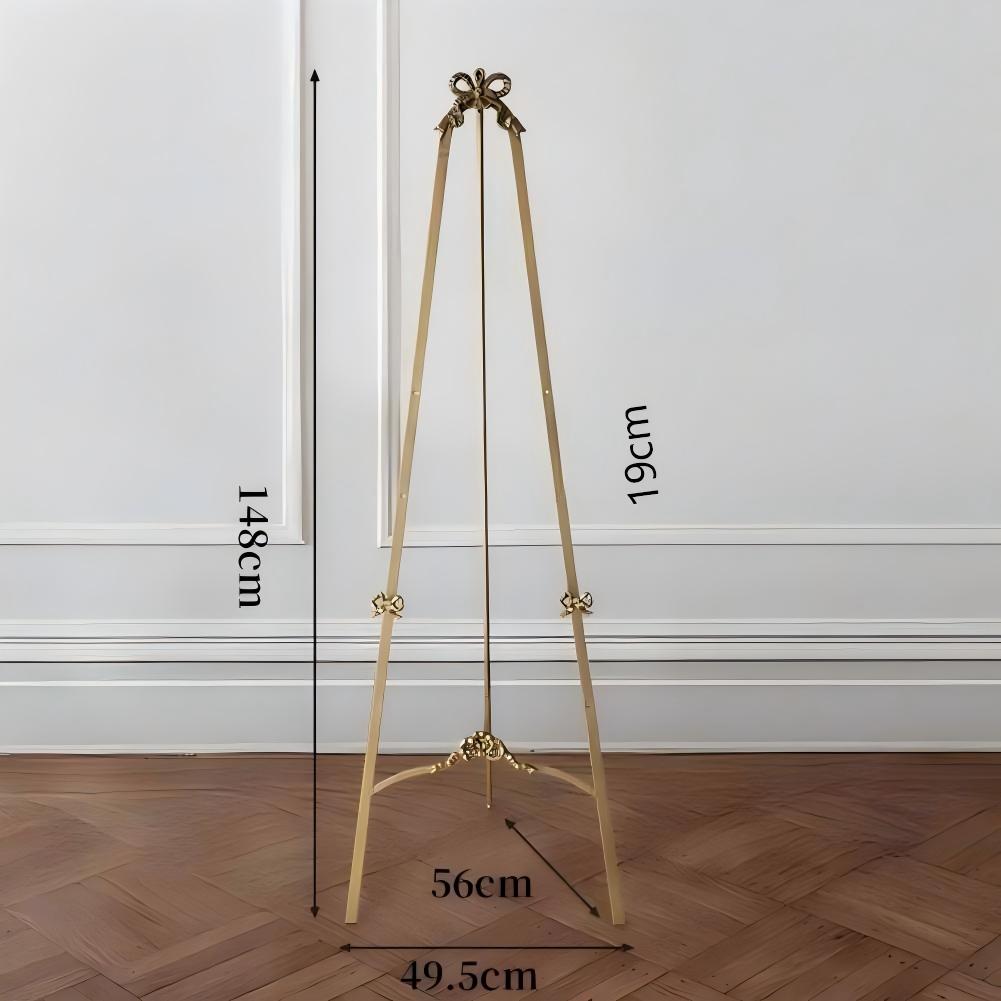 Gold Metal Floor Stand Easel | 50-Inch Tall Wedding Sign Holder | Ornate Picture & Mirror Display Stand