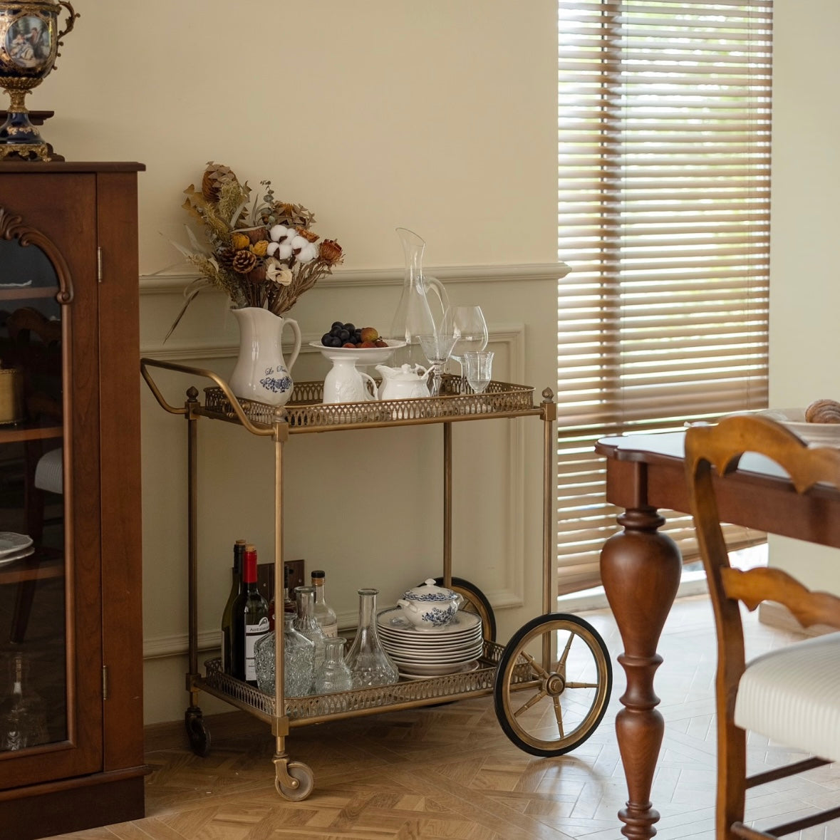Vintage Gold Mirror Bar Cart
