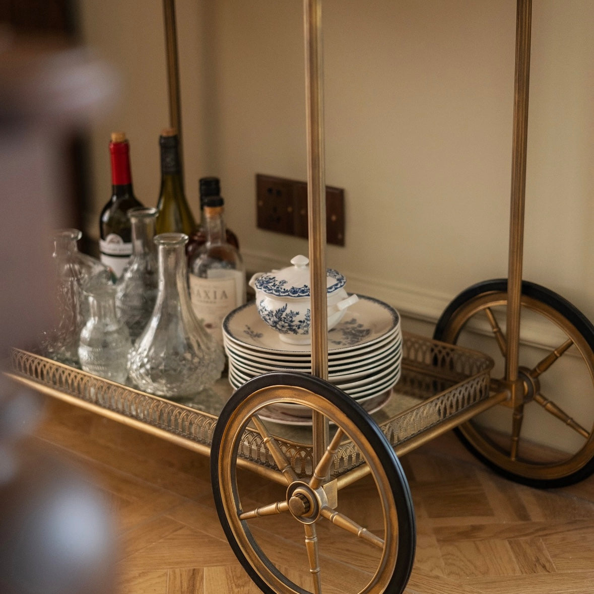 Vintage Gold Mirror Bar Cart