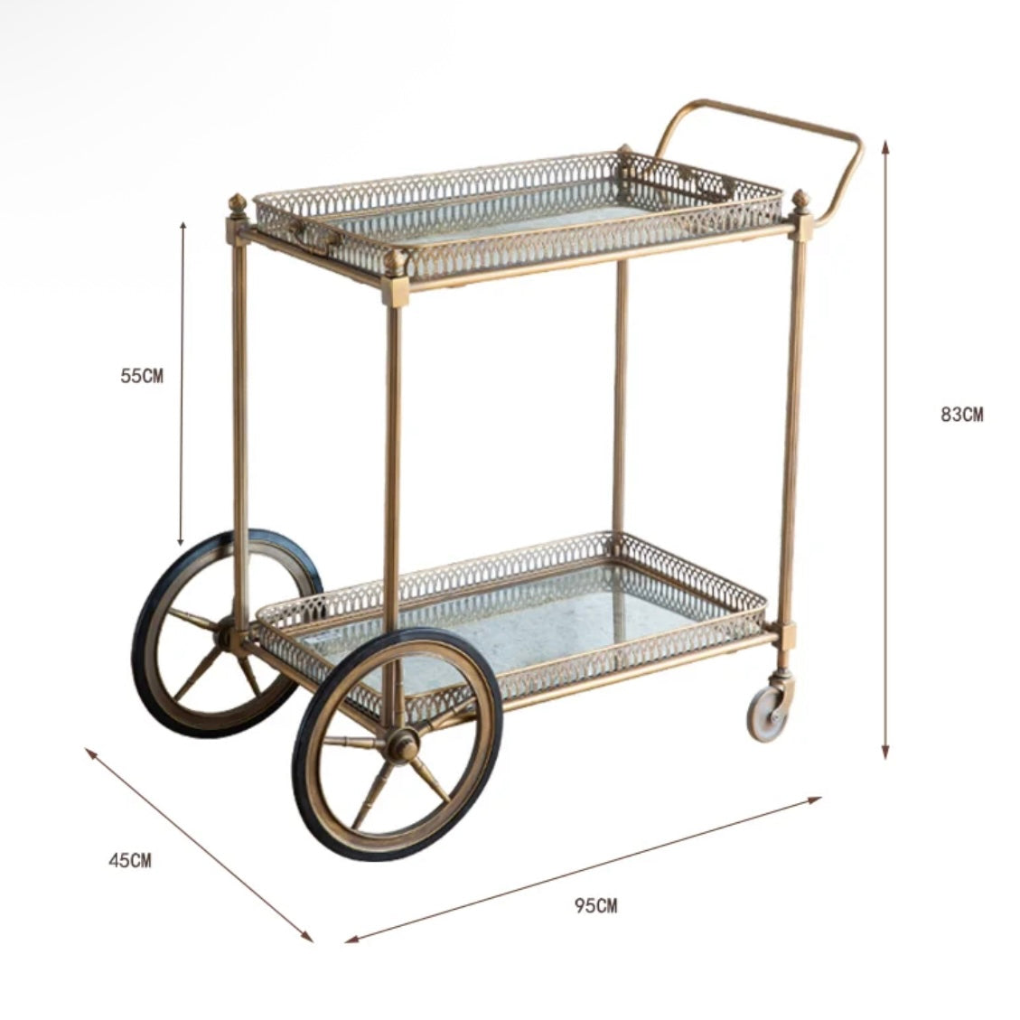 Vintage Gold Mirror Bar Cart