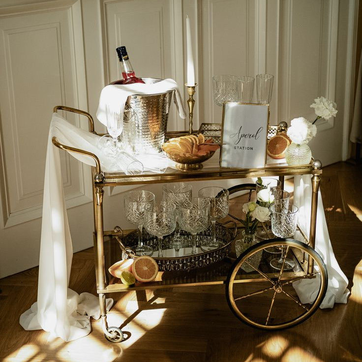 Vintage Gold Mirror Bar Cart