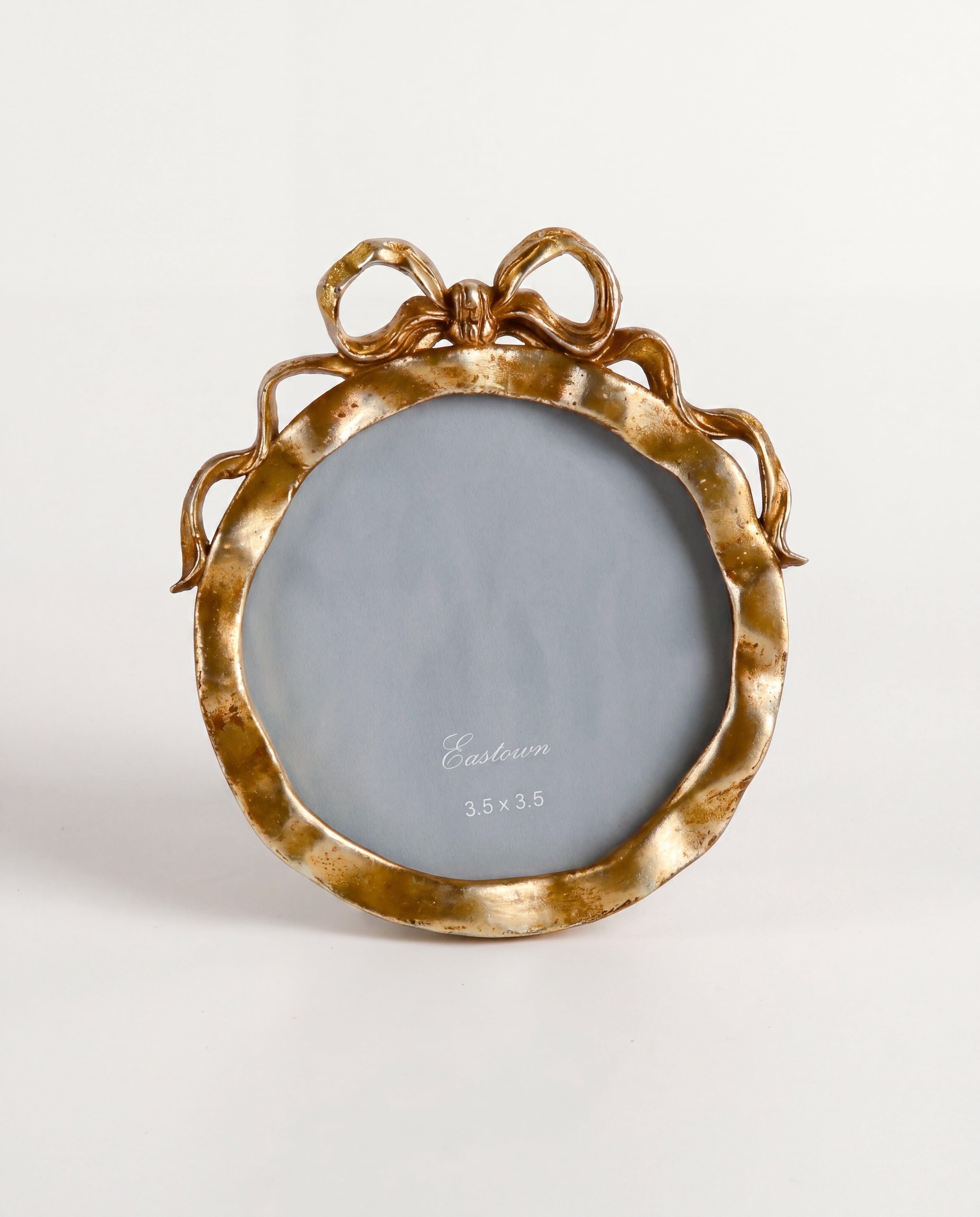Vintage Ornate Gold Round Photo Frame with Bow Detail