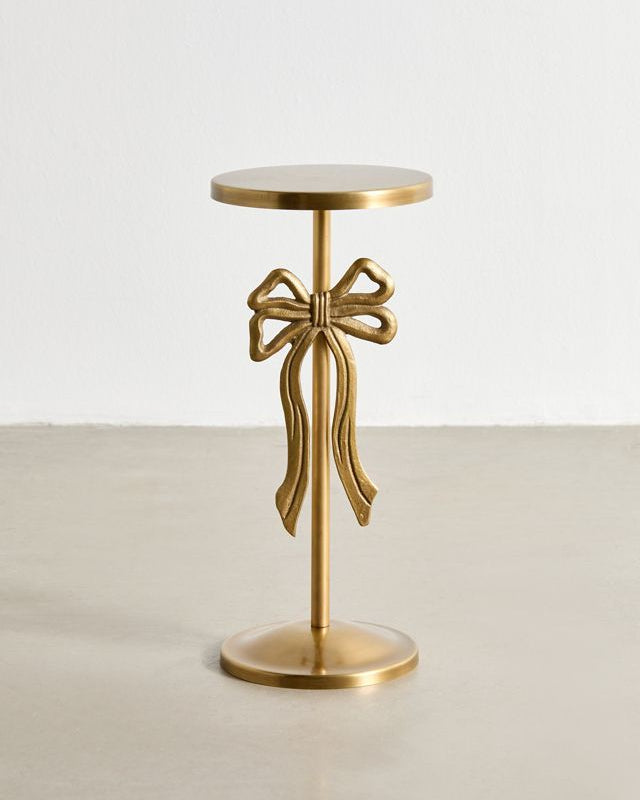 Vintage Gold Bow Accent Pedestal Table