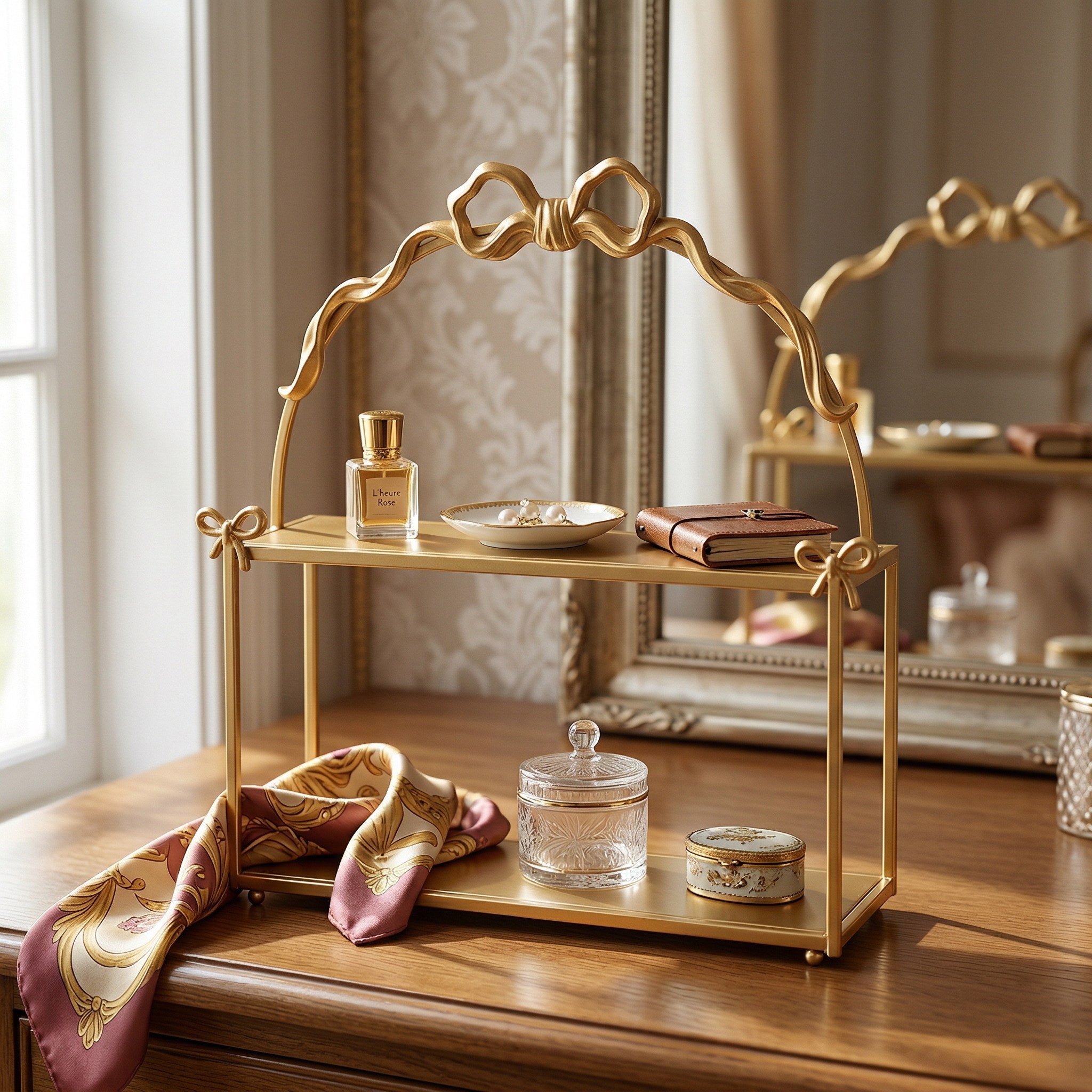 Coquette Aesthetic Gold Bowknot Double