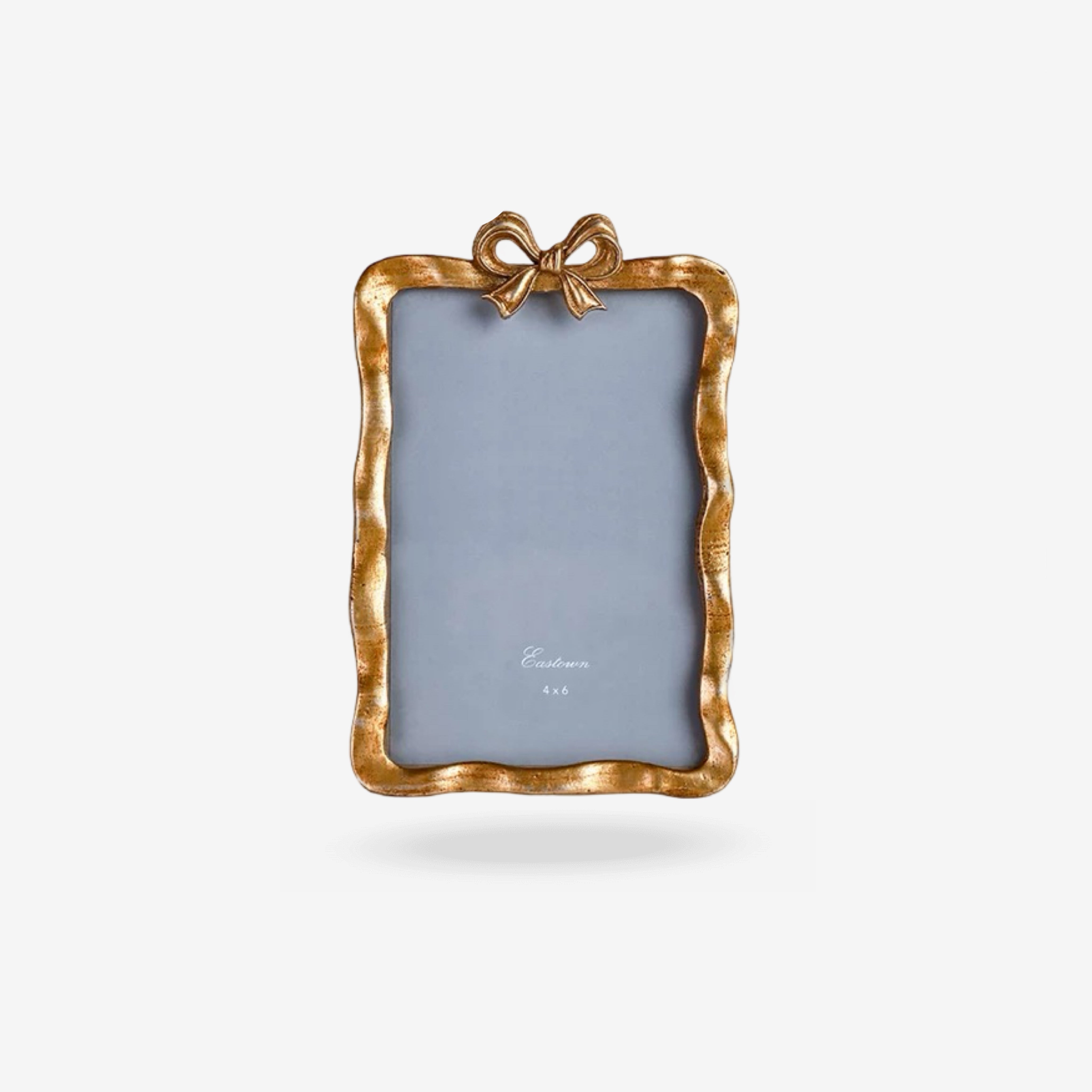 Vintage French Ornate Gold Photo Frame - Elegant Ribbon Bow & Wavy Edge Picture Frame