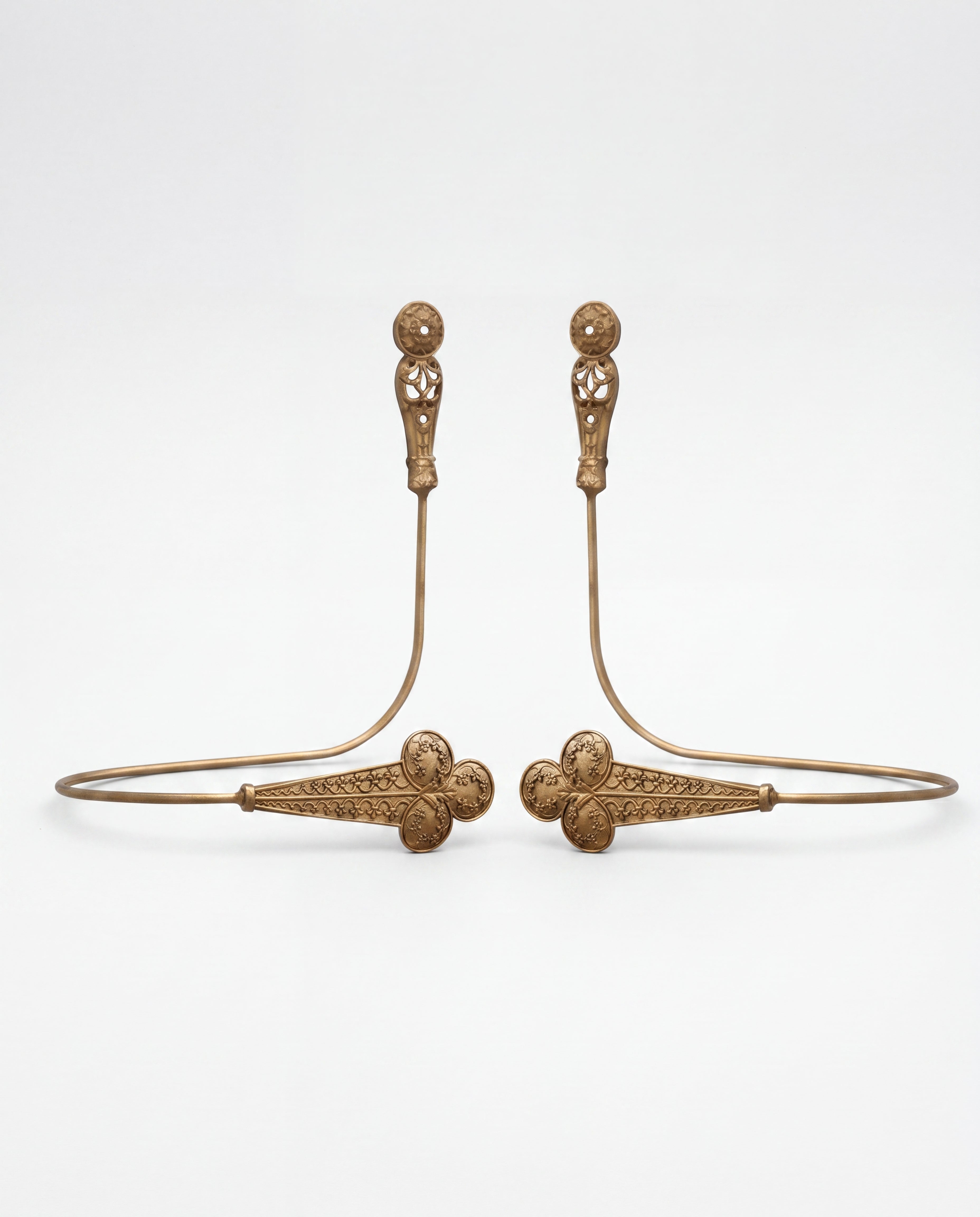 French Victorian Style Antique Ornate Gold Curtain Tiebacks
