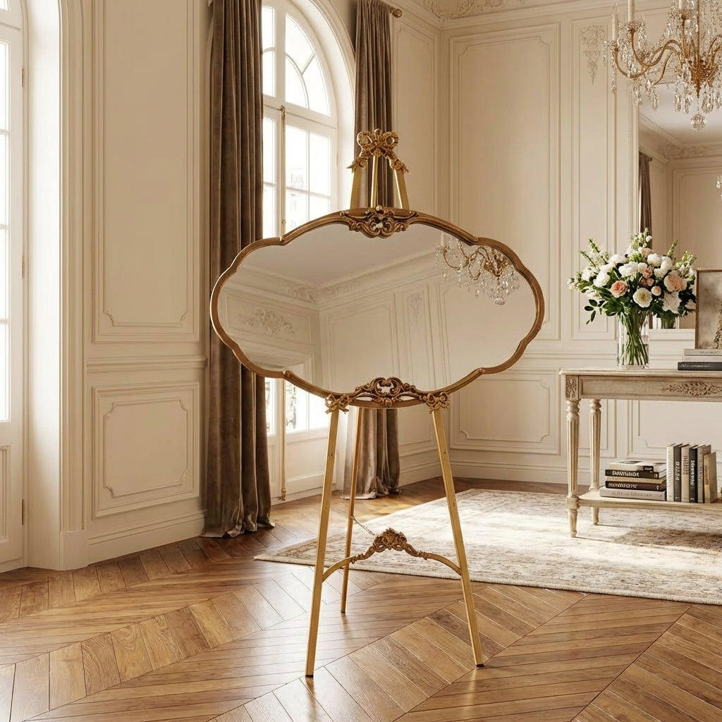 Elegant Ornate Gold Framed Wall Mirror Vintage Style Decorative Accent