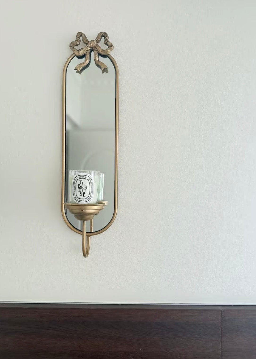 Vintage Gold Bow Wall Mirror Sconce