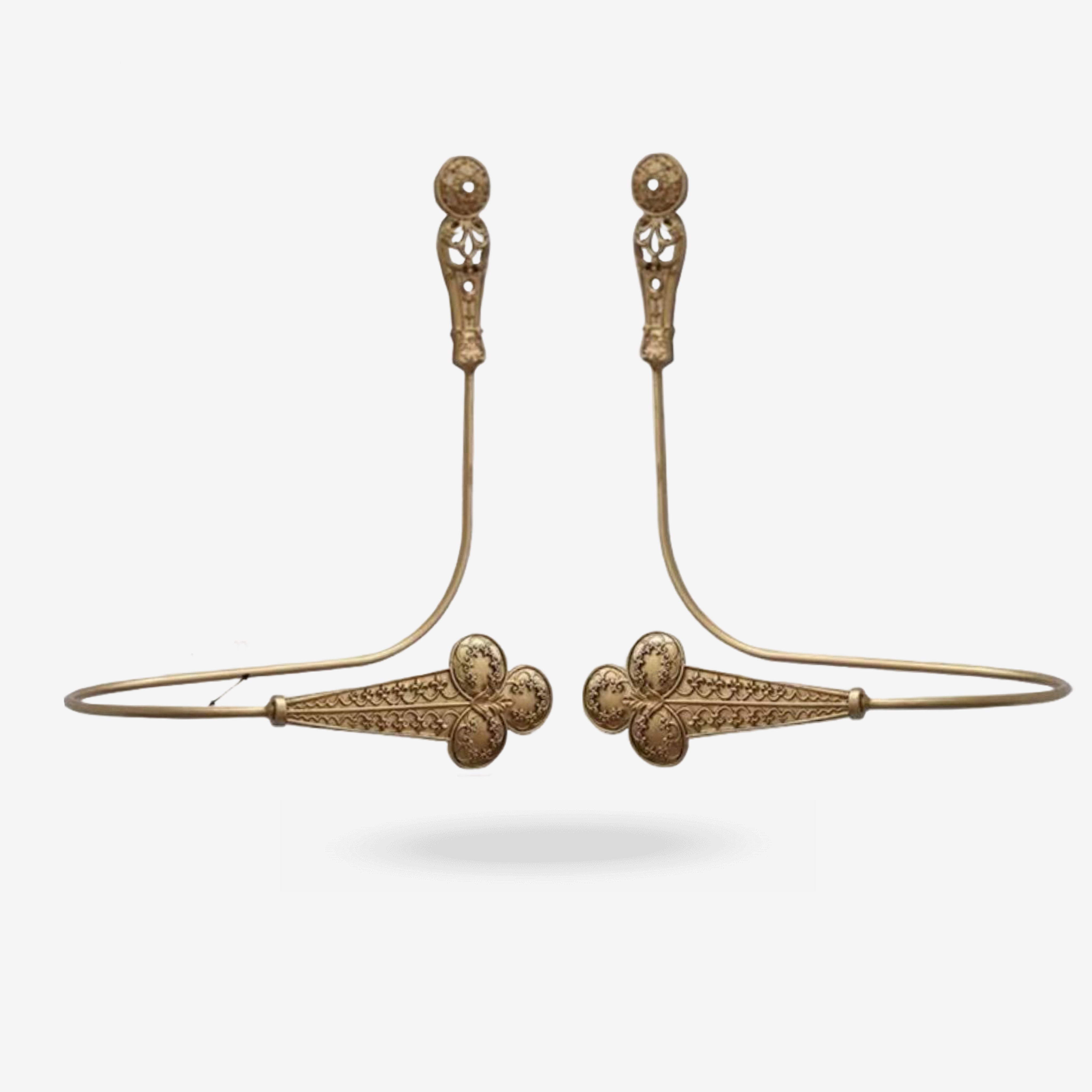 French Antique Ornate Gold Curtain Tiebacks - Victorian Style Gilded Drapery Holdbacks (Set of 2)