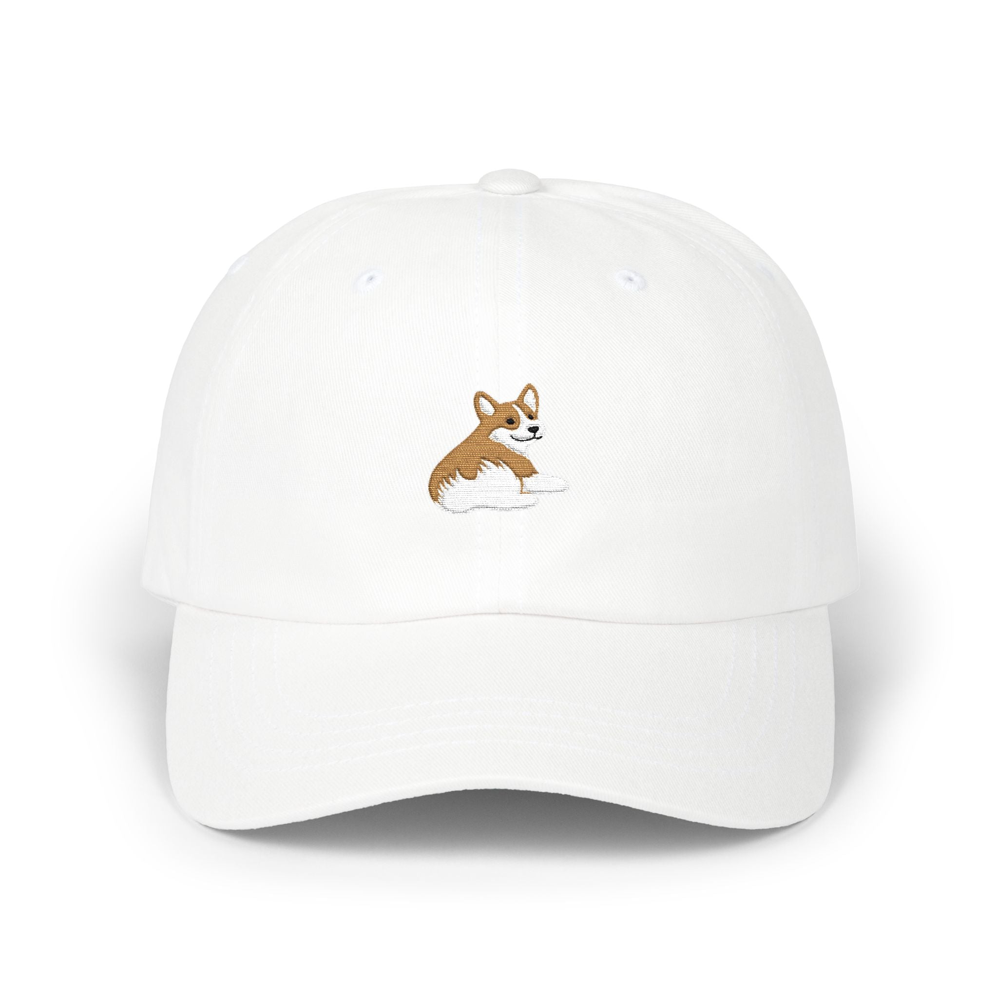Corgi Embroidered Dad Cap — Cute Sitting Pembroke Corgi Baseball Hat