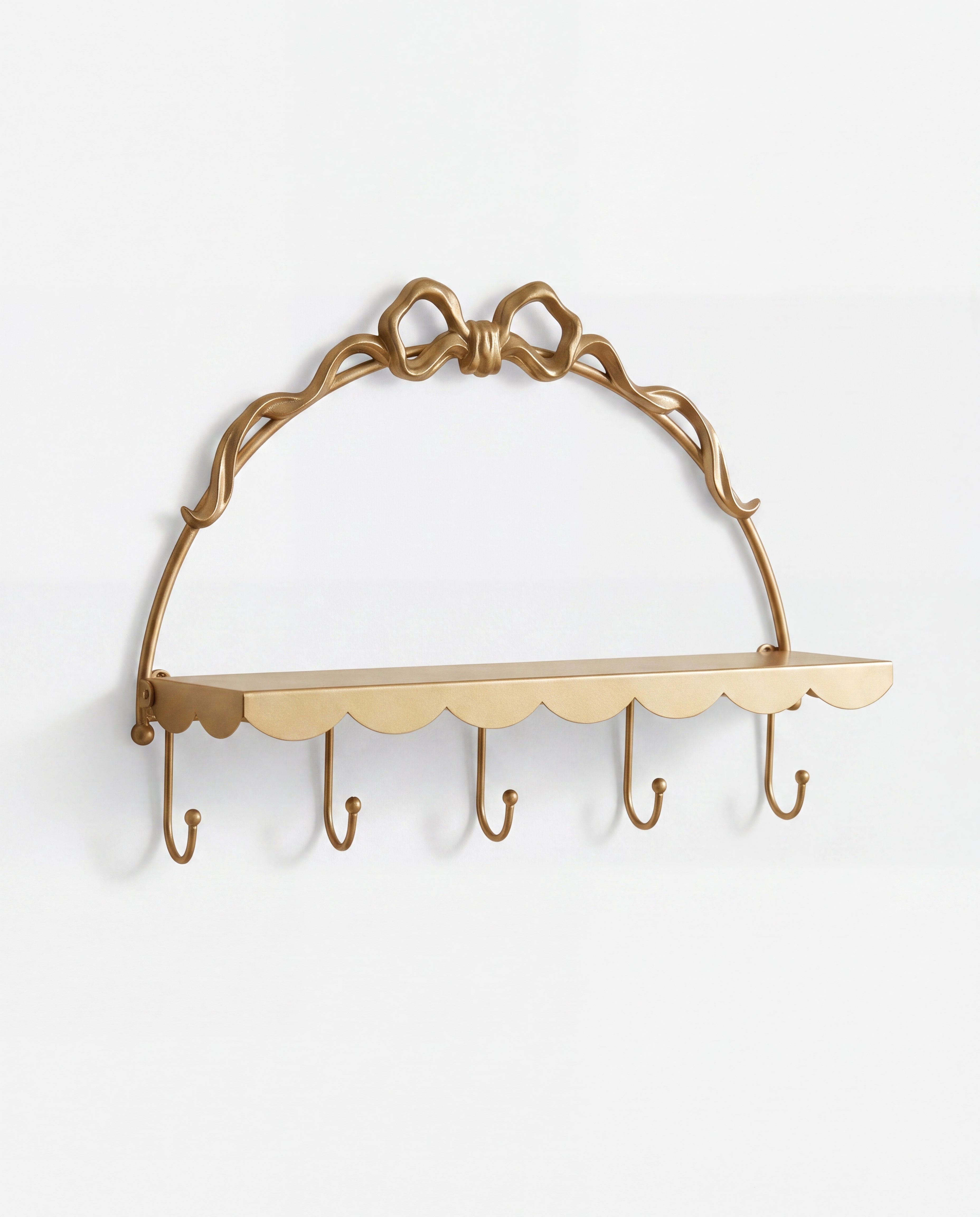 Vintage Gold Bowknot Wall Shelf with Hooks