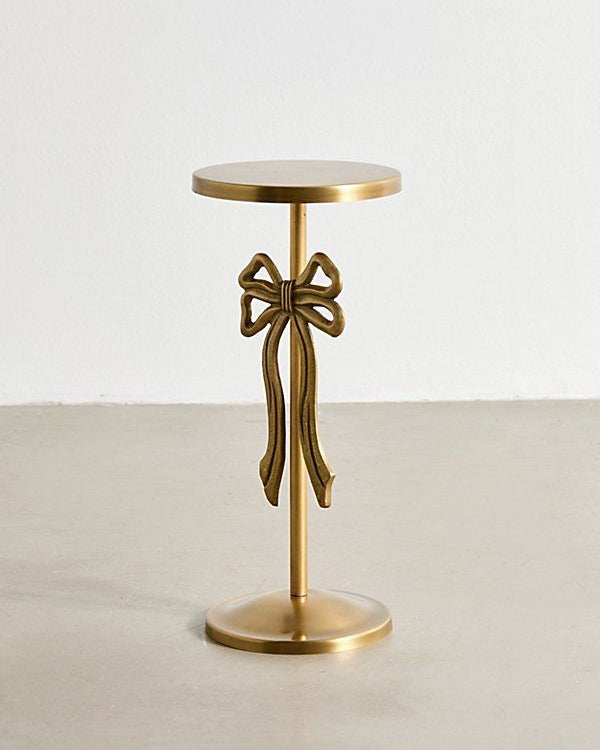 Vintage Gold Bow Accent Pedestal Table